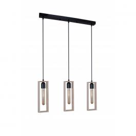 Люстра Melbi Marco 3L black/natur beech, 3xE27, фото