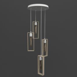 Люстра Melbi Marco 4R white/natur beech, 3xE27, фото