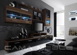 Стенка CAMA LOGO II Слива / Черный глянец, фото