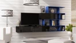 Стінка CAMA VIGO 16 чорний/Синій матовий, фото