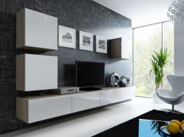 Стенка CAMA VIGO 22 Дуб сонома/Белый глянец, фото