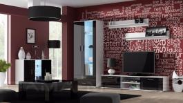 Стенка CAMA SOHO 9 Белый/Черный глянец, фото