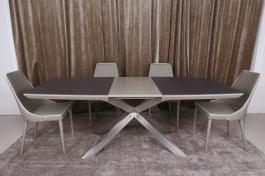 Стол Nicolas Portland HT2395 160 мокко/баклажан стеклокерамика, фото