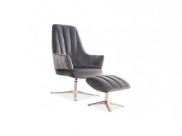 Кресло Signal с подставкой для ног Adams Velvet Серый, фото