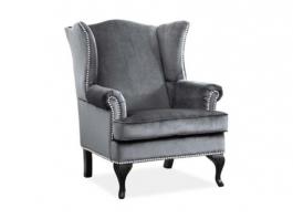 Крісло SIGNAL Benjamin 1 Velvet Сірий/Венге, фото