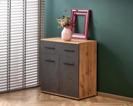 Комод HALMAR LIMA KM-1 Дуб Вотан/Серый, фото