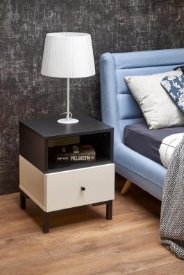 Прикроватная тумба Halmar SILVIA черно-белый, фото