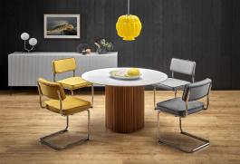 Стіл круглий Halmar BRUNO білий мармур/горіх, фото