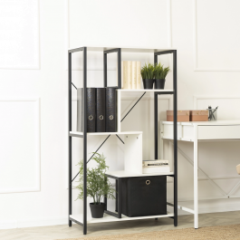 Стеллаж MEBEL ELITE TIM Белый / Черный, фото