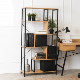 Стелаж MEBEL ELITE AKRIS Дуб / Чорний, фото