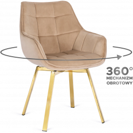 Кресло MEBEL ELITE MIA Бежевый / Золотой, фото