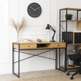 Письменный стол MEBEL ELITE STEP 123 Дуб Золотой / Черный, фото