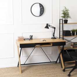 Письменный стол MEBEL ELITE REA 120 Дуб Золотой/Черный, фото