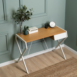 Письменный стол MEBEL ELITE MEG Дуб Золотой / Белый, фото