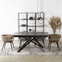 Стіл MEBEL ELITE MAXIME 160-240 Чорний мармур, фото