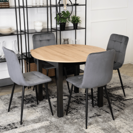 Стол MEBEL ELITE HARRY 102-142 Дуб Riviera / Черный, фото