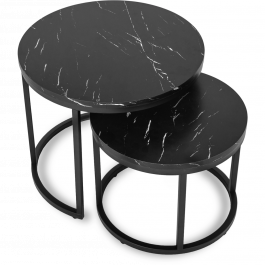 Комплект журнальных столиков MEBEL ELITE MAURO Черный мрамор, фото
