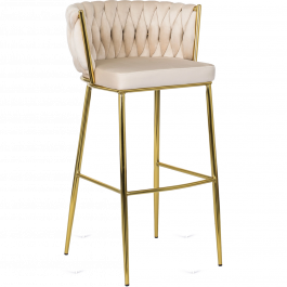 Барный стул MEBEL ELITE FLORES 2 Кремовый/Золотой, фото