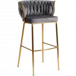 Барный стул MEBEL ELITE FLORES 2 Серый/Золотой, фото