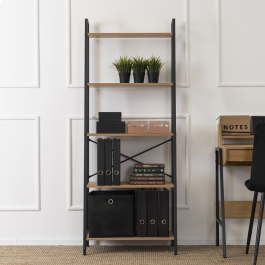 Стелаж MEBEL ELITE ERVA Дуб Золотий / Чорний, фото