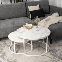 Комплект журнальных столиков MEBEL ELITE JOE MAX Белый мрамор, фото