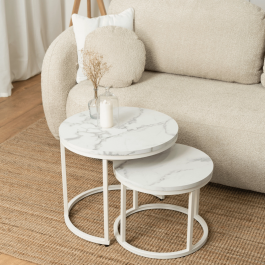 Комплект журнальных столиков MEBEL ELITE JOE Белый мрамор, фото