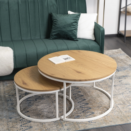 Комплект журнальних столиків MEBEL ELITE DANIELLE MAX Дуб / Білий, фото