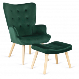 Крісло з підставкою для ніг MEBEL ELITE LOZANO Velvet Зелений, фото