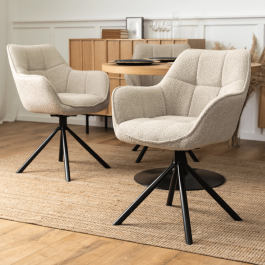 Крісло поворотне ELITE PEONY Бежевий (букле), фото