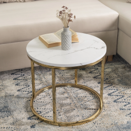 Журнальний стіл ELITE CLIFF  Білий мармур / Золотий, фото