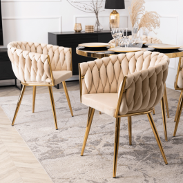 Кресло MEBEL ELITE CAPI Бежевый/Золотой, фото