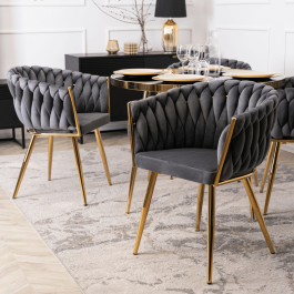 Крісло MEBEL ELITE CAPI Сірий / Золотий, фото