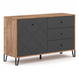 Комод Elite BACARDI 123 Дуб Крафт / Графит, фото