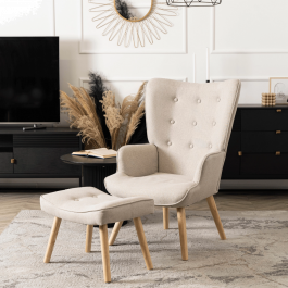 Крісло з підставкою для ніг MEBEL ELITE LOZANO 2 Бежевий, фото