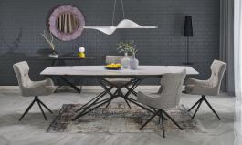 Розкладний стіл HALMAR ALFREDO Білий мармур / Чорний, фото