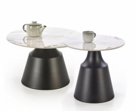 Комплект журнальних столів HALMAR MAGNETA Білий мармур / Чорний, фото