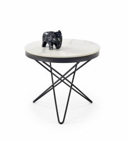 Журнальный стол HALMAR LEILA 2 Белый мрамор / Черный, фото