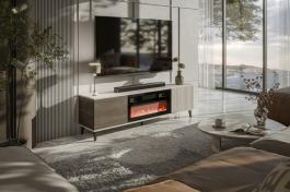 Тумба під телевізор з каміном HALMAR RANDOM 2 RTV-K Кашемір / Горіх, фото