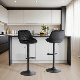 Барный стул MEBEL ELITE EDA Черный Welurowy, фото