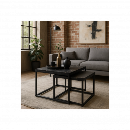 Комплект журнальний столиків MEBEL ELITE JUNO Чорний мармур, фото