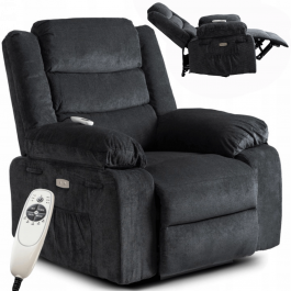 Крісло реклайнер MEBEL ELITE JASPER Чорний Тканина, фото