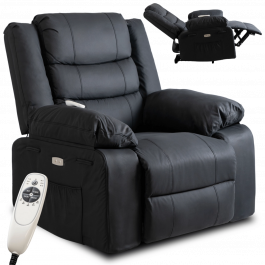 Крісло реклайнер MEBEL ELITE JASPER Чорний Екошкіра, фото