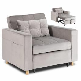 Крісло розкладне ELITE SOLOR велюр сірий, фото