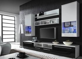 Стінка CAMA LUNA білий матовий/чорний глянець, фото