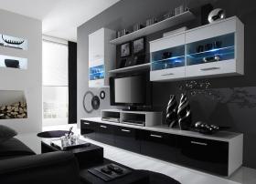 Стінка CAMA LOGO II білий матовий/білий глянець/чорний глянець, фото